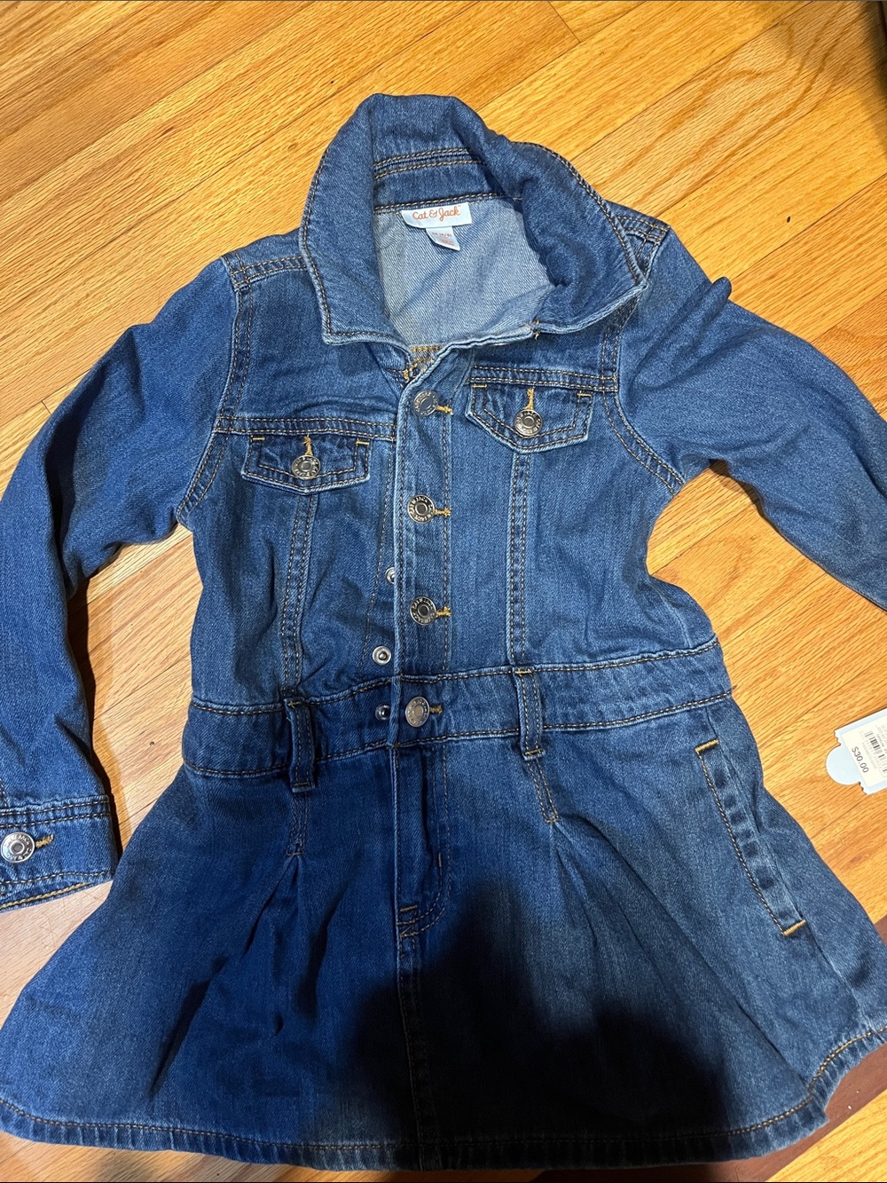 Cat & Jack Dark Blue Denim Jacket Dress